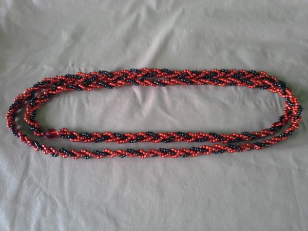 Trança de 3 fios Preto c Vermelho
