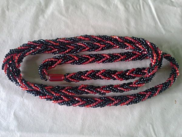 Trança de 5 fios Preto com vermelho