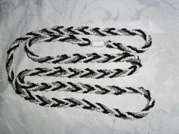Trança de 5 fios Preto com Branco